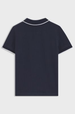 Kids' polo shirt in cotton piqu&eacute; with printed logo, Dark Blue