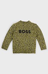 Kids' cotton-blend sweater with embroidered logo, Dark Green