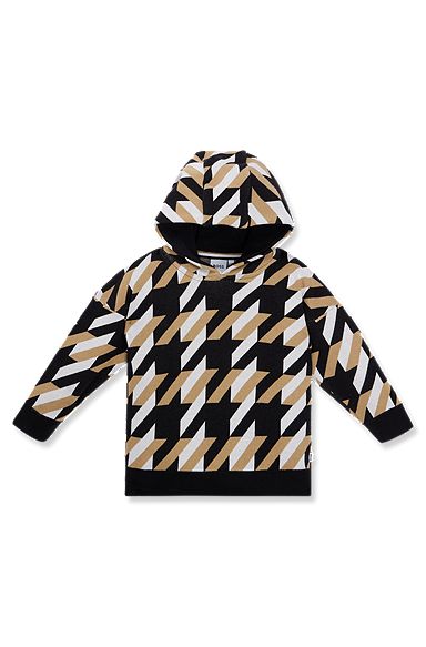 Kids' hoodie with signature all-over pattern, Black