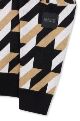 Kids-Hoodie mit charakteristischem Allover-Muster, Schwarz