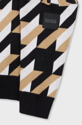 Kids' hoodie with signature all-over pattern, Black