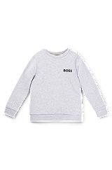Sweatshirt til børn i bomuldsblanding med logoprint, Lysegrå