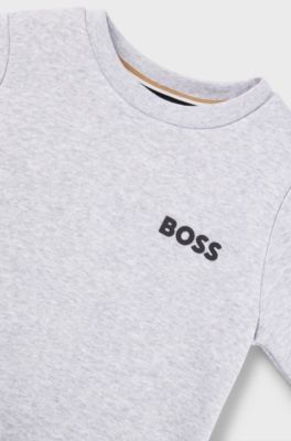 Kids' cotton-blend sweatshirt with logo print, Light Grey