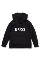 Kids' cotton-blend hoodie with contrast logo, Black