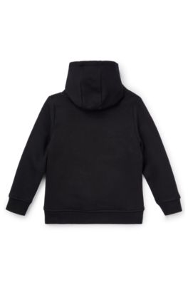 Kids' cotton-blend hoodie with contrast logo, Black