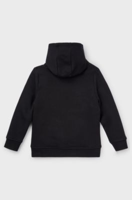 Kids' cotton-blend hoodie with contrast logo, Black