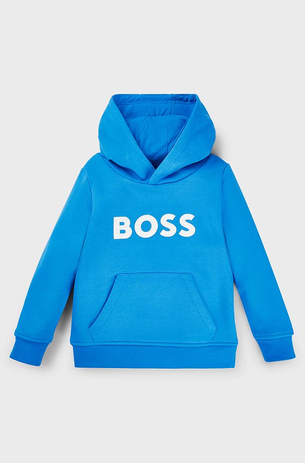Kids' cotton-blend hoodie with contrast logo, Blue