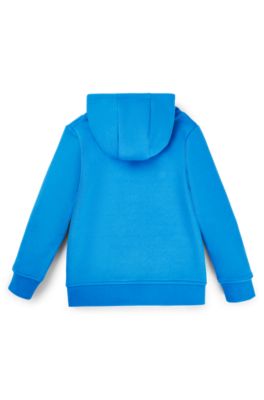 Kids' cotton-blend hoodie with contrast logo, Blue
