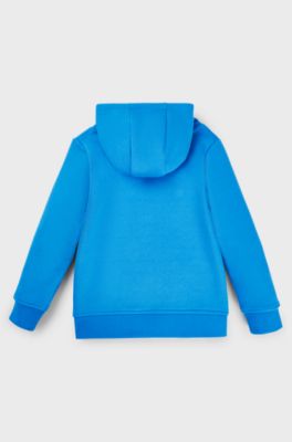 Kids' cotton-blend hoodie with contrast logo, Blue