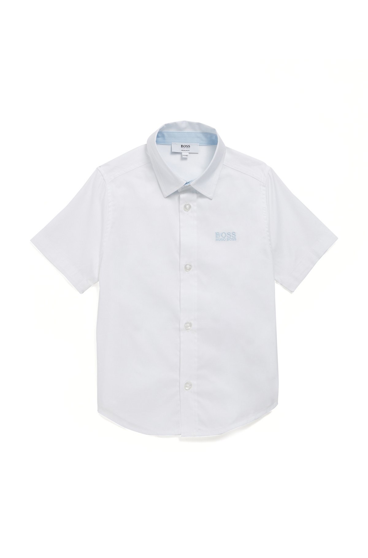 Chemise à manches courtes en coton pour enfant, avec logo brodé, Blanc