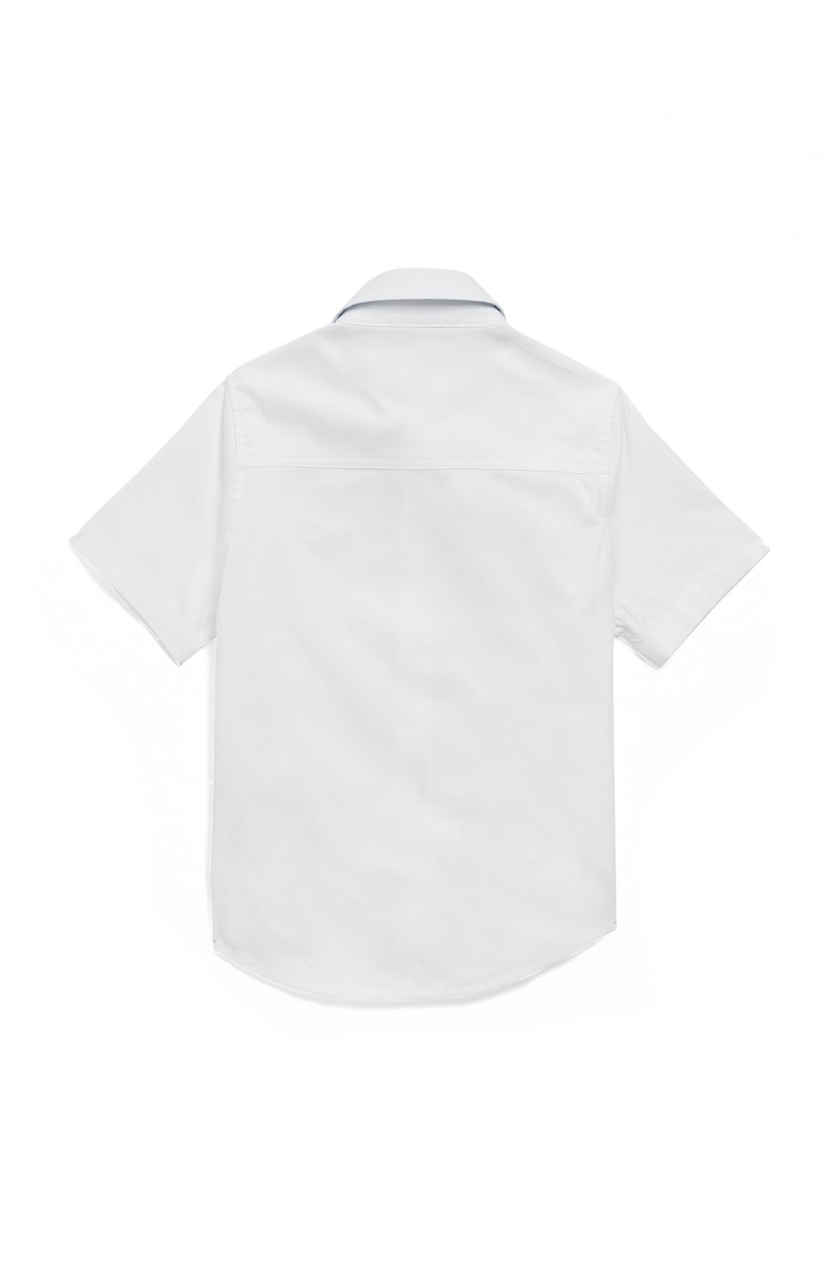 Camicia a maniche corte per bambini in cotone con logo ricamato, Bianco