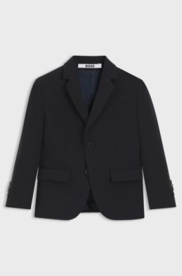 Regular-Fit Kids-Blazer aus Stretch-Wolle, Dunkelblau