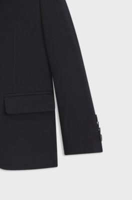 Regular-Fit Kids-Blazer aus Stretch-Wolle, Dunkelblau