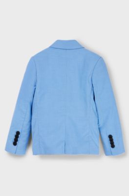 Kids' suit jacket in stretch cotton with logo plate, Blue