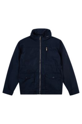 Kids' water-repellent jacket with zipaway hood, Dark Blue