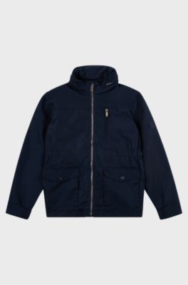 Kids' water-repellent jacket with zipaway hood, Dark Blue
