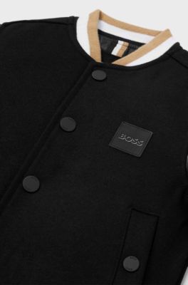 Kids' hybrid bomber jacket with logo details, Black