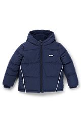 Kids' hooded jacket with logo details and padding, Dark Blue