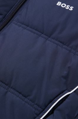 Kids' hooded jacket with logo details and padding, Dark Blue