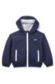 Waterdichte kinderjas met capuchon en logoprint, Donkerblauw