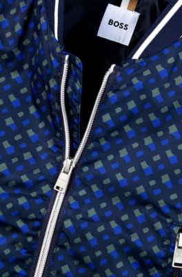 Kids' bomber jacket with all-over monogram print, Dark Blue
