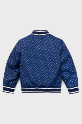 Kids' bomber jacket with all-over monogram print, Dark Blue
