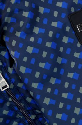 Kids' bomber jacket with all-over monogram print, Dark Blue