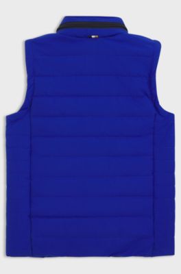 Kids' gilet with printed logo and packable hood, Blue