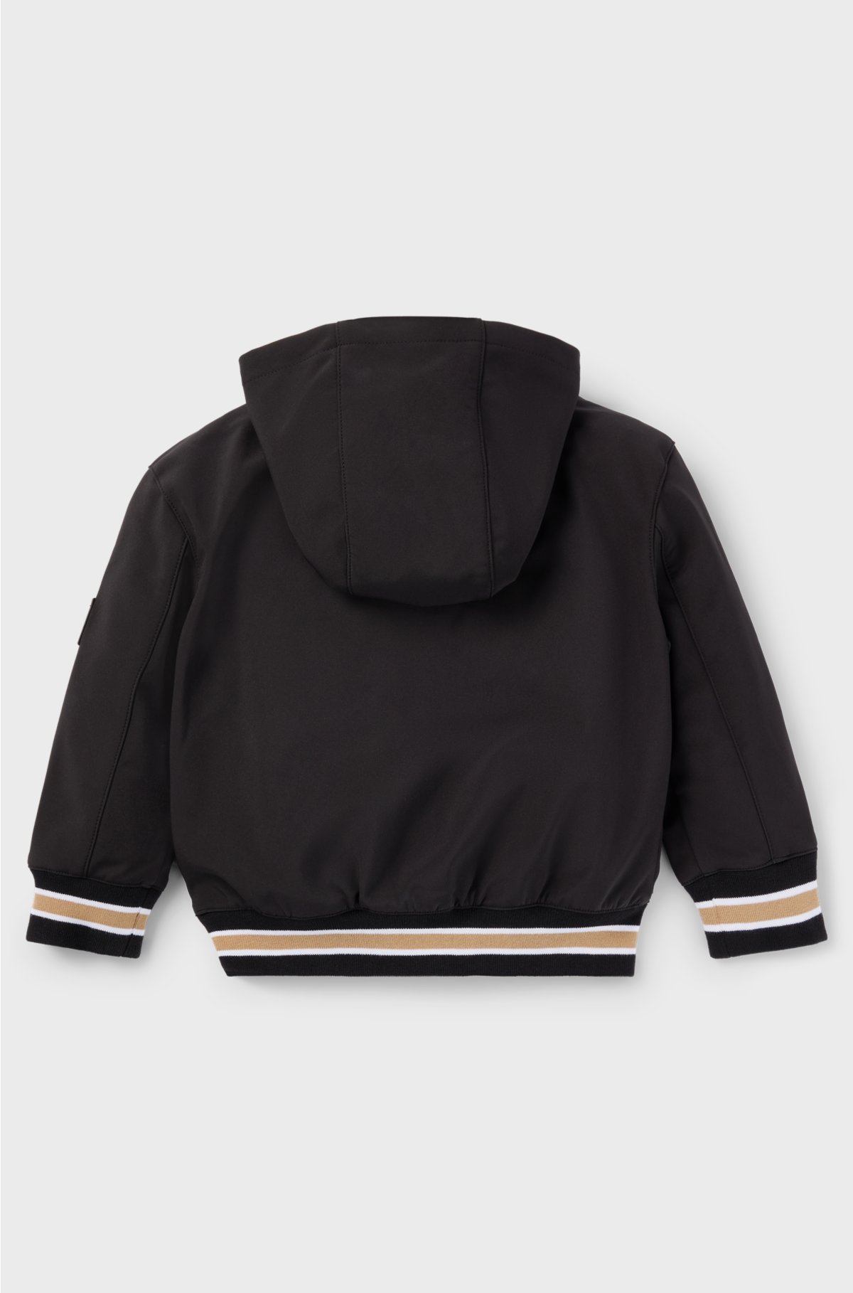 Kids' hooded jacket with logo badge, Black