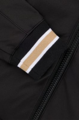 Kids' hooded jacket with logo badge, Black