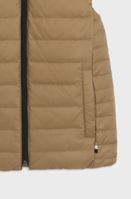 Kids' water-repellent reversible padded gilet with logo details, Brown