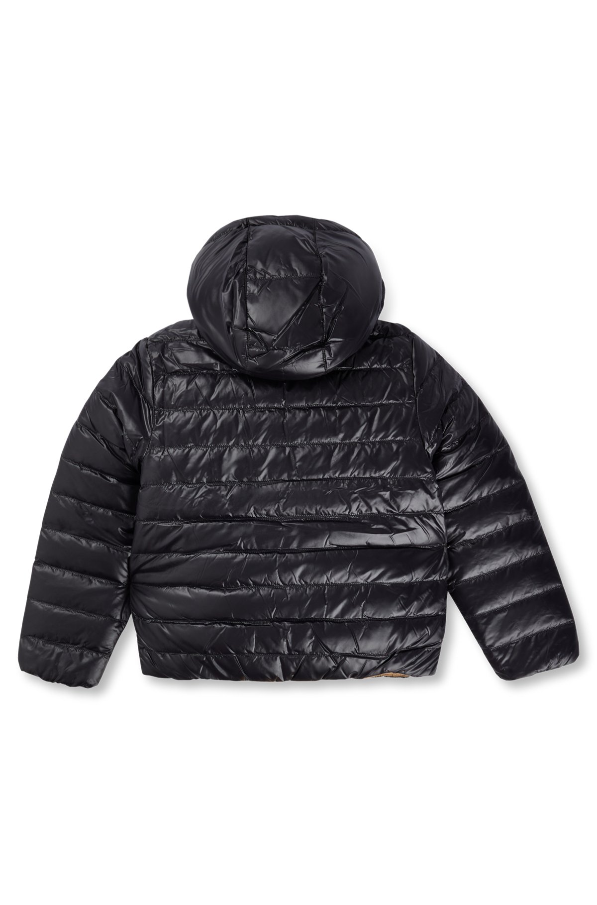 Kids' reversible water-repellent down jacket with logo details, Black