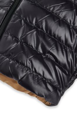 Kids' reversible water-repellent down jacket with logo details, Black