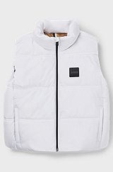 Kids' water-repellent gilet with logo details, White