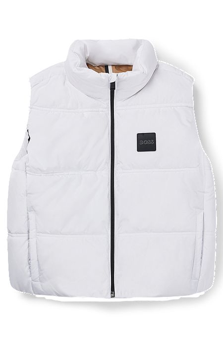 Kids' water-repellent gilet with logo details, White