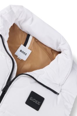 Kids' water-repellent gilet with logo details, White