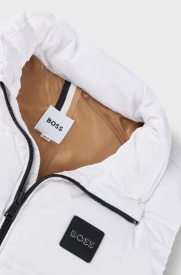 Kids' water-repellent gilet with logo details, White