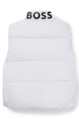Kids' water-repellent gilet with logo details, White