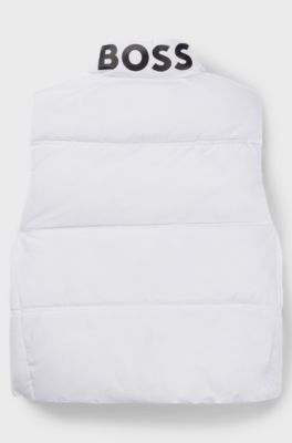 Kids' water-repellent gilet with logo details, White