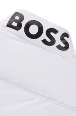 Kids' water-repellent gilet with logo details, White