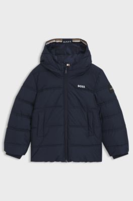 Kids' hooded jacket with logo print, Dark Blue