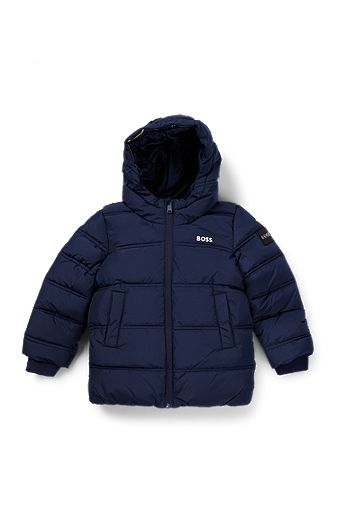 Kids' hooded jacket with logo print, Dark Blue