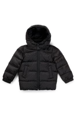 Veste &agrave; capuche en mati&egrave;re &agrave; motif monogramme pour enfant, Noir