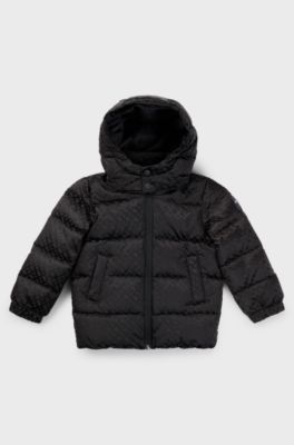 Kids' hooded jacket in monogram-patterned material, Black