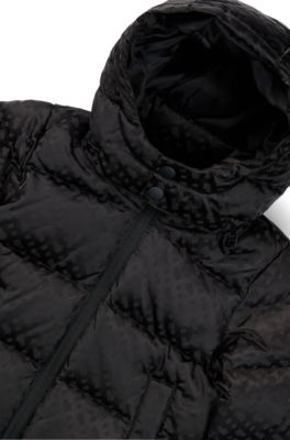 Veste &agrave; capuche en mati&egrave;re &agrave; motif monogramme pour enfant, Noir