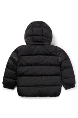 Veste &agrave; capuche en mati&egrave;re &agrave; motif monogramme pour enfant, Noir
