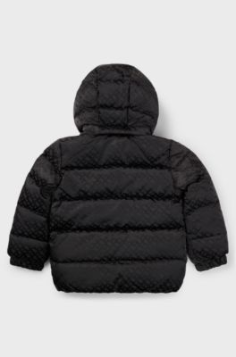Kids' hooded jacket in monogram-patterned material, Black