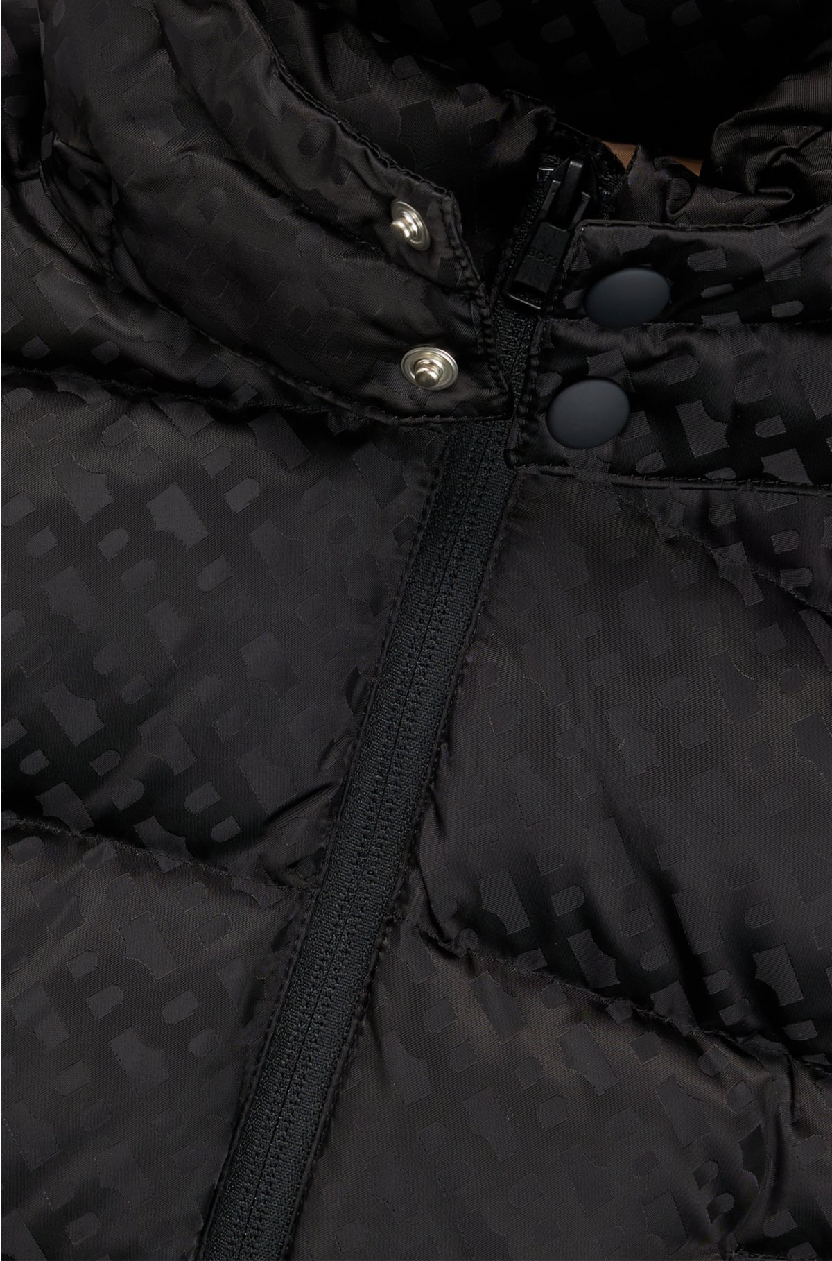 Kids' hooded jacket in monogram-patterned material, Black