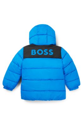 Kids' hooded jacket with logo details, Blue