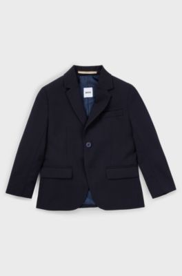 Giacca per bambini in lana elasticizzata con fodera interna brandizzata, Blu scuro